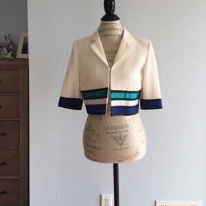 Ladies cropped blazer with Colorblock trim size 8
